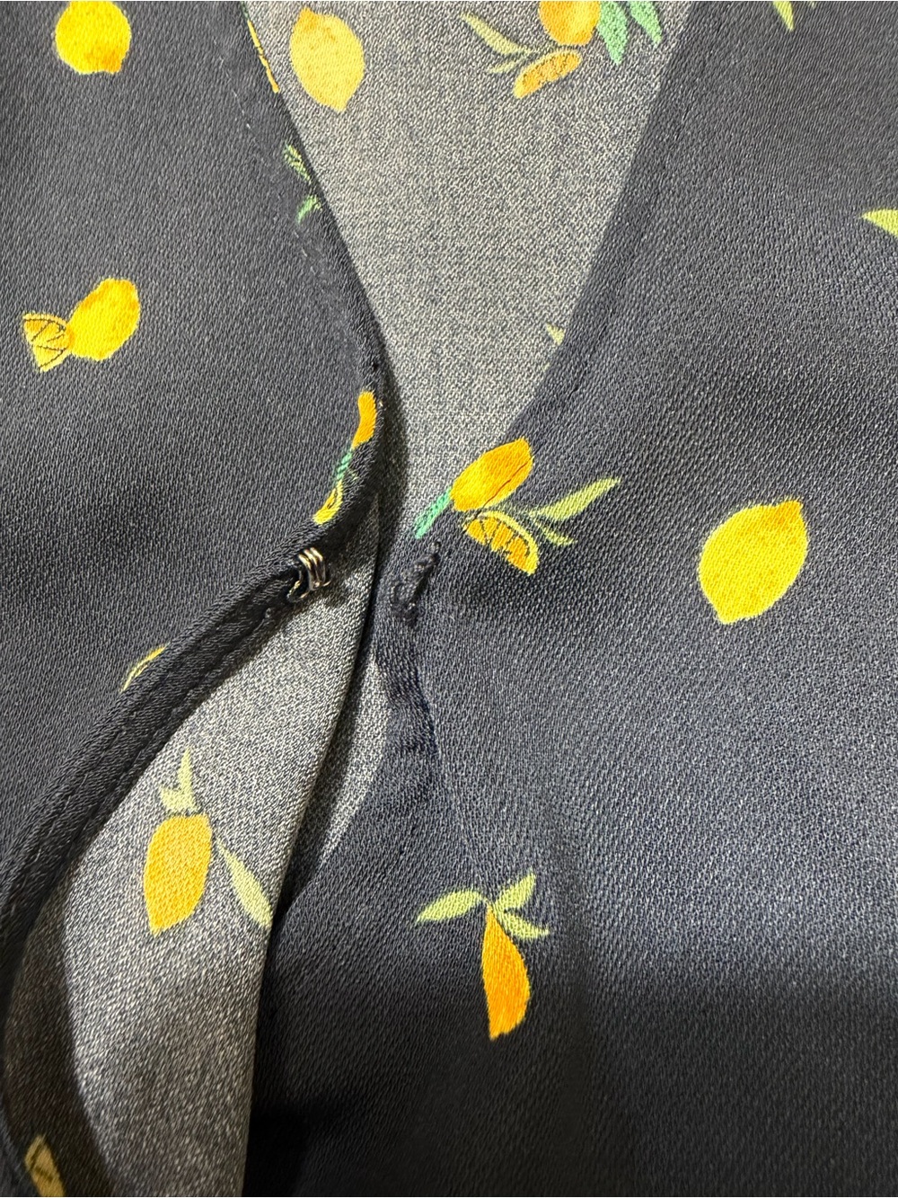 J Crew Navy Mini Drapey Twill Wrap Dress with Lemon Print Size 6 - Picture 6 of 10